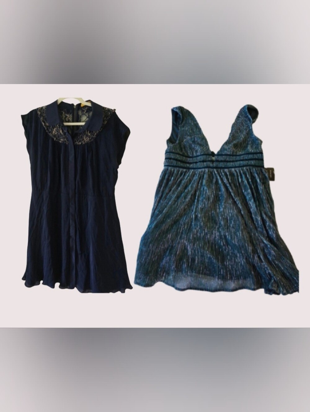 Bundle - Lulus Teal Metallic Mini + Alice & Olivia Navy Dress Size Large *Fair*